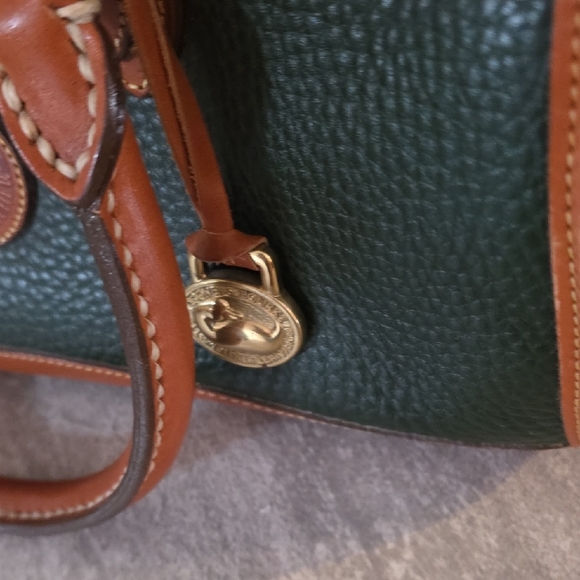 Dooney & Bourke Green and Brown Satchel Vintage Clean Inside Very Good Condition - Picture 9 of 12
